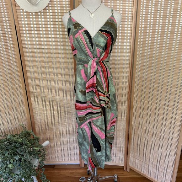 Jason Wu Multicolor Abstract Tropical Print Midi Linen Dress - Picture 12 of 12